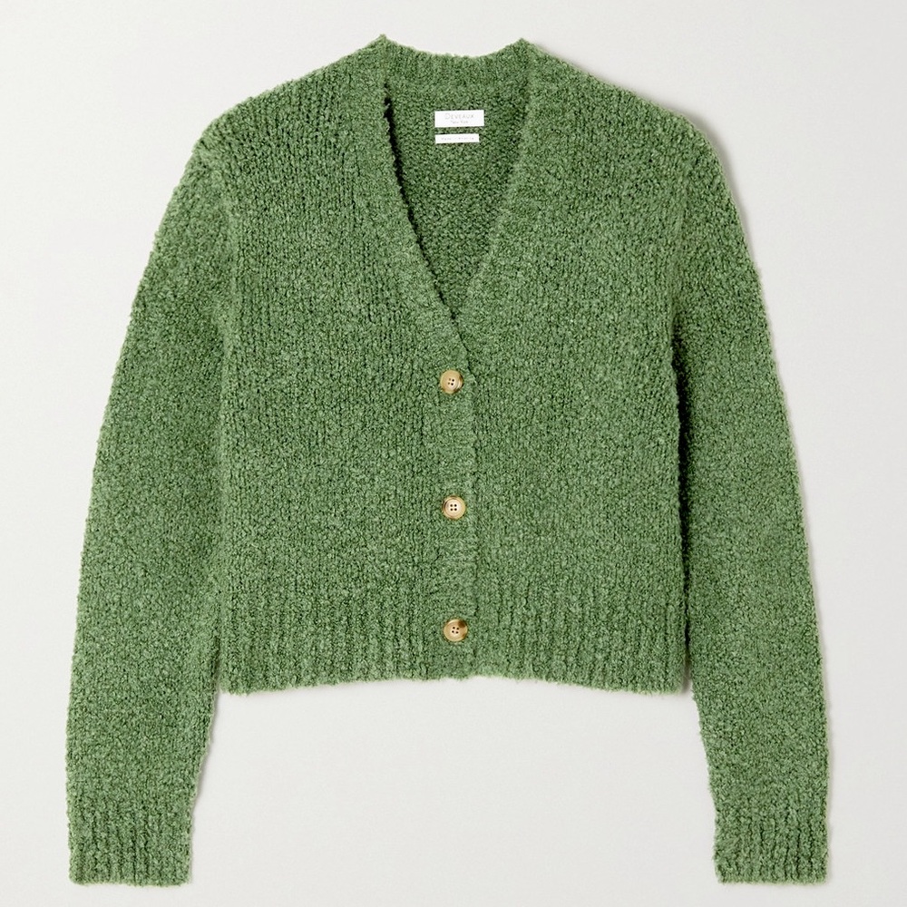 DEVEAUX NEW YORK Women’s Elsa Bouclé Cardigan Green L NWT